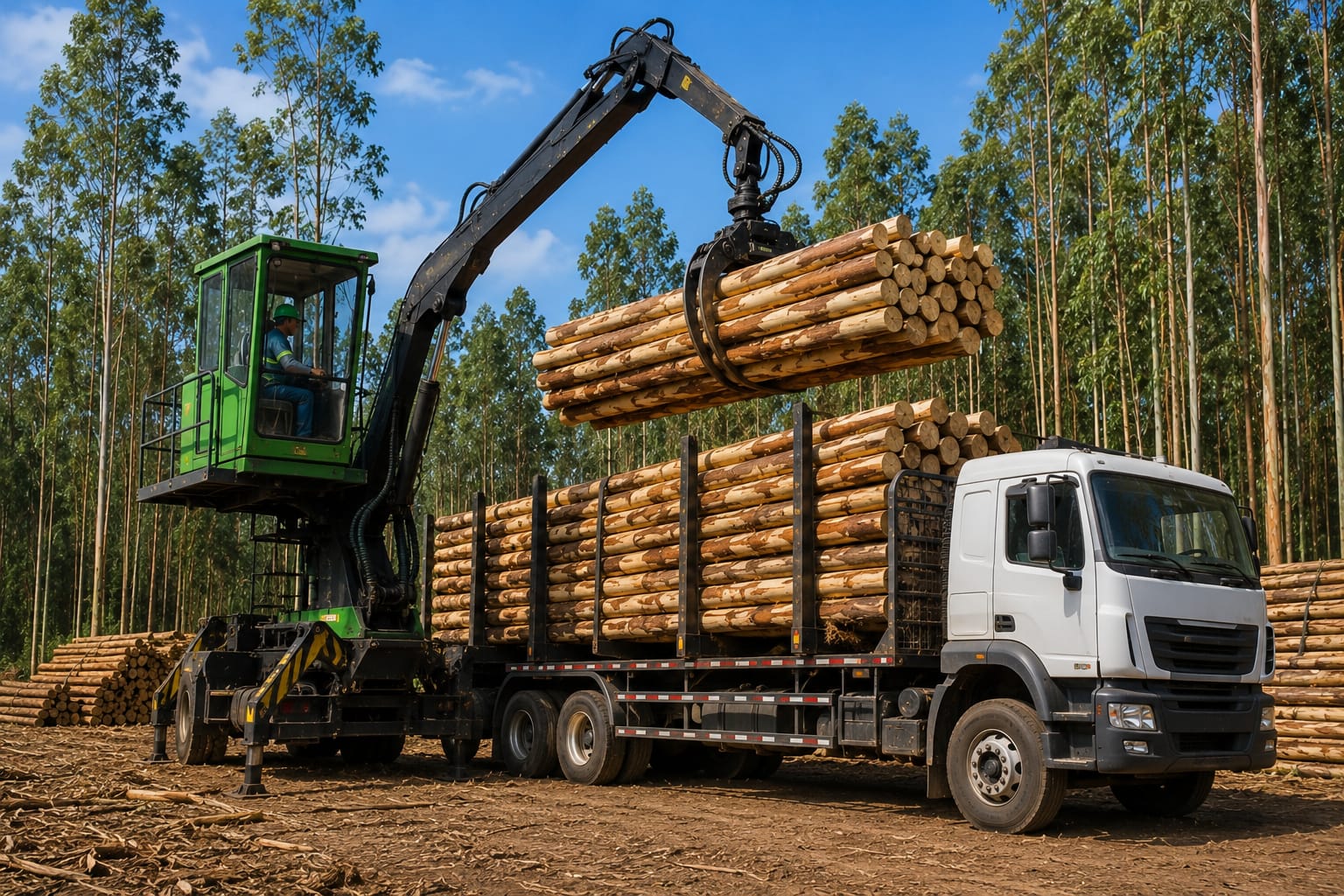 Baldeio e transporte de madeira e lenha — Escoamento do talhão ao pátio