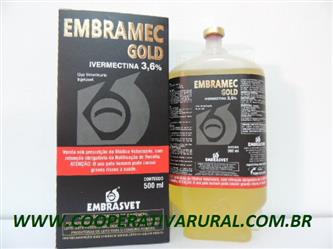 EMBRAMEC GOLD 3.6% IVERMECTINA  L.A  500 ML  REGISTRADO NO ( MAPA )